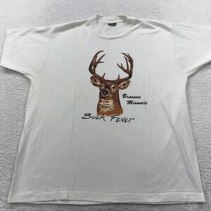 Vintage Mens XXL Branson Missouri Buck Fever Deer Graphic T Shirt Single Stitch